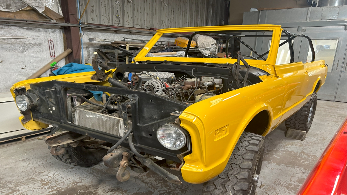 Newly painted yellow off road truck