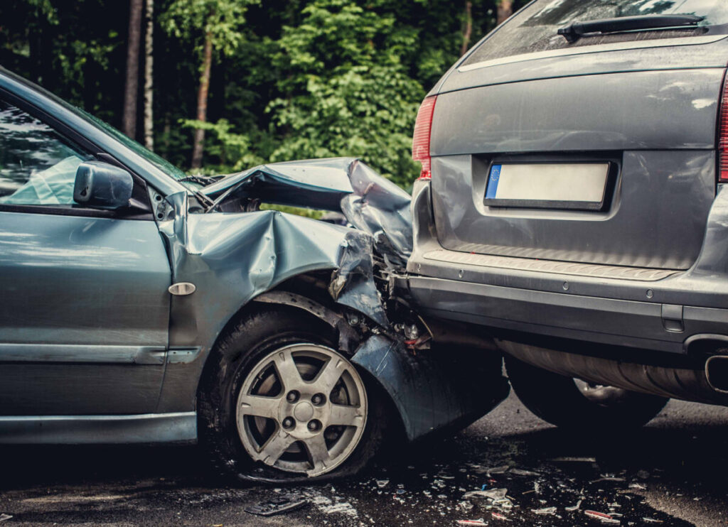 Auto accident involving two cars